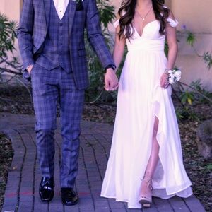 LULU’S OCEAN OF ELEGANCE WHITE MAXI DRESS